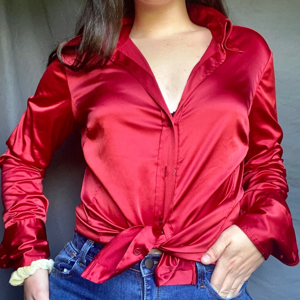 Wine red button up